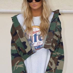 Vintage Cargo Camouflage Crop Jacket